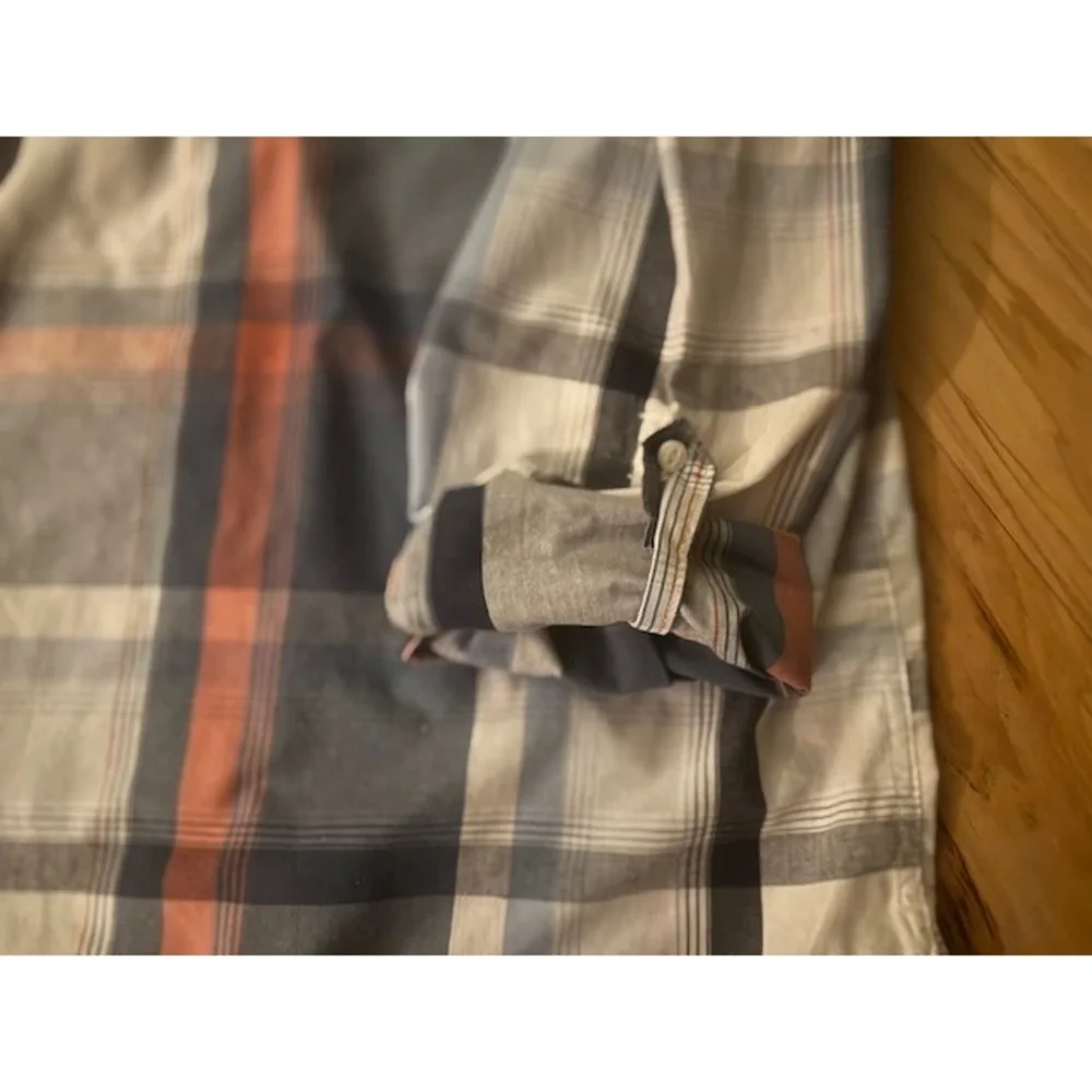 Levi's Button Down Shirt Mens XXL‎  Orange Grey Plaid Long Sleeve Dual Pocket